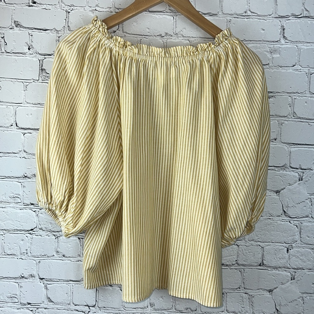 VELVET Briella Woven Striped Puff Sleeve Top, Size XS - Picture 6 of 11